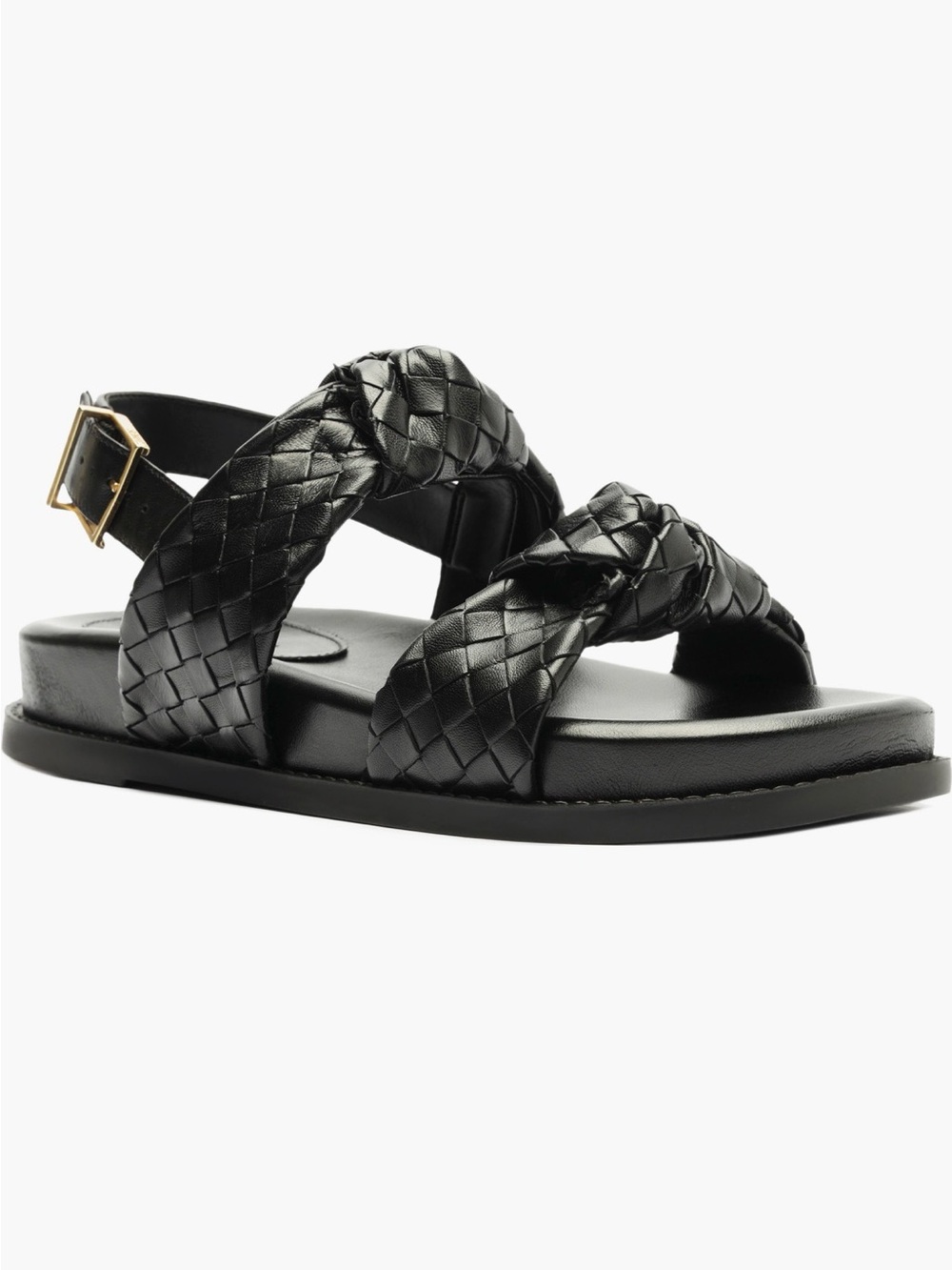 Schutz Women's Black Braided Leather Sandal size 9